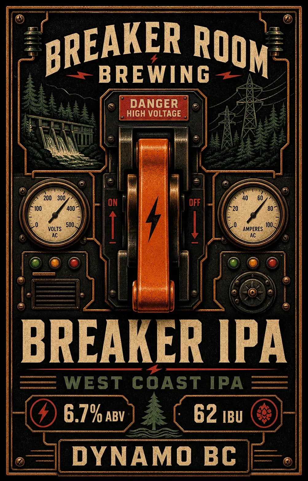 Breaker IPA can label artwork for Breaker Room Brewing